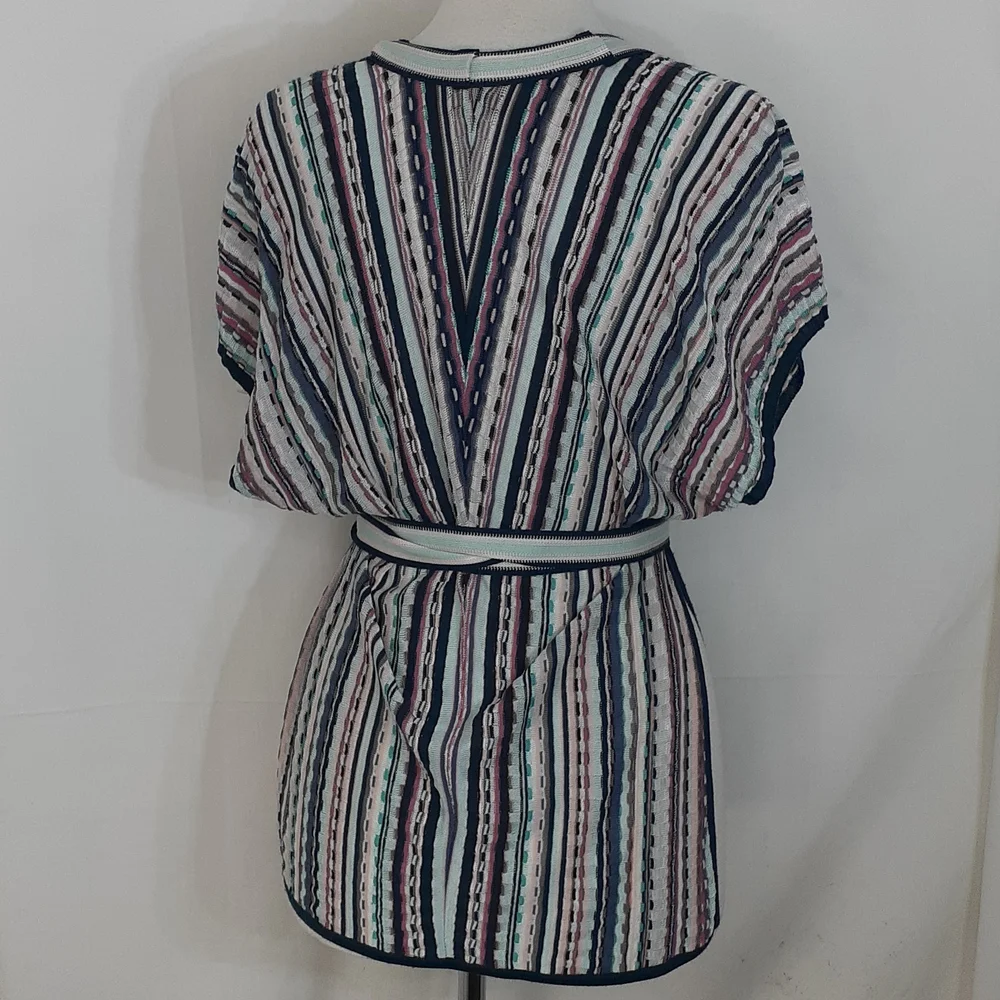 Masoni Tweed striped blouse blue pink size 46 us size 6 - Picture 5 of 9